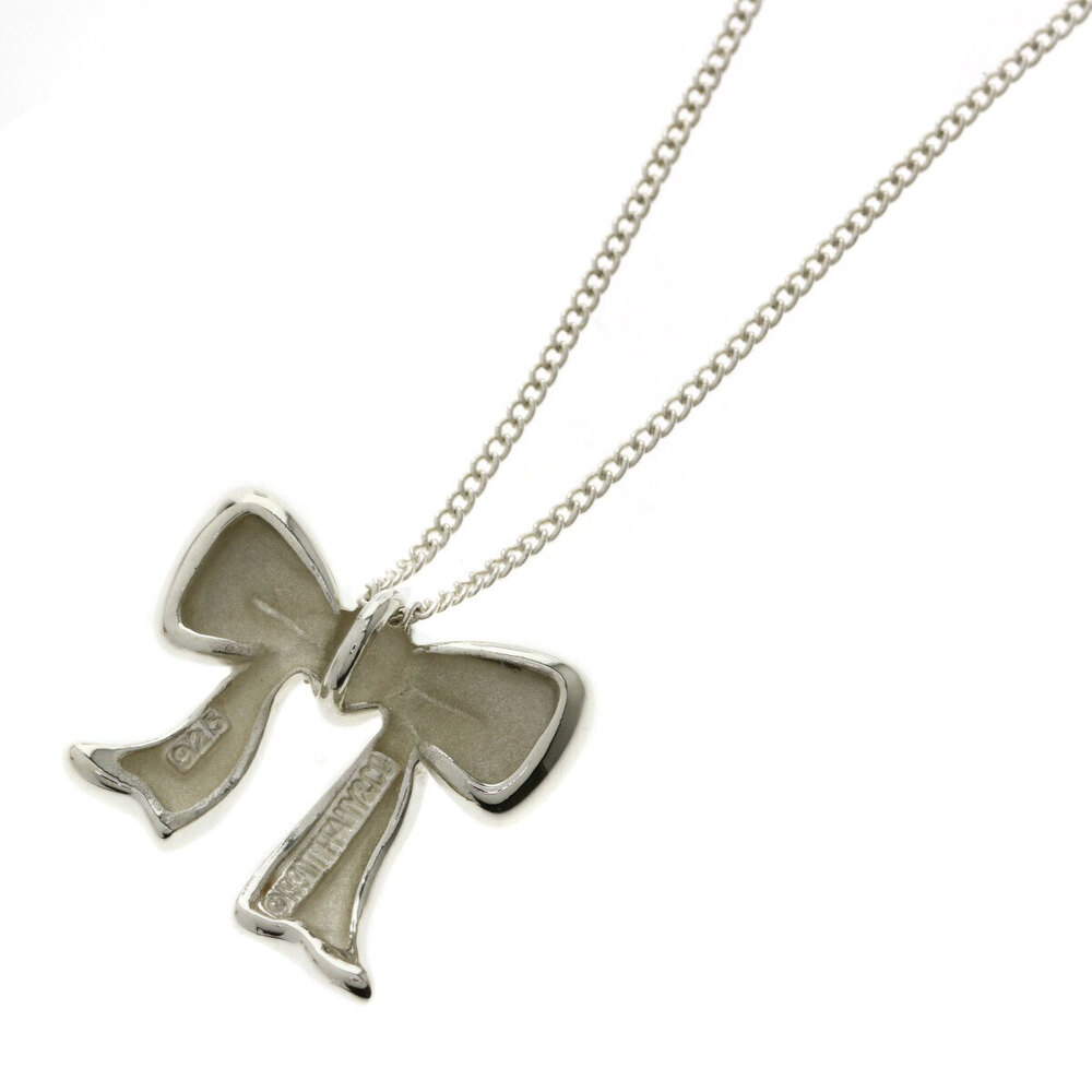 Tiffany Co ribbon motif necklace silver